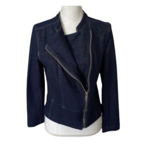 Stretch Navy Faux Denim Look Size M